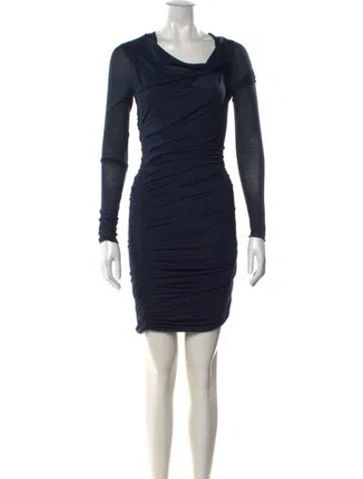 Pre-owned Helmut Lang Asymmetrical Mini Dress In Blue