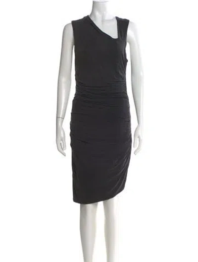 Pre-owned Helmut Lang Asymmetrical Mini Dress In Gray