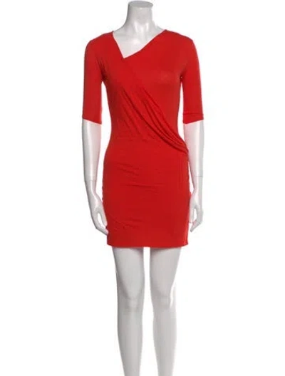 Pre-owned Helmut Lang Asymmetrical Mini Dress In Orange