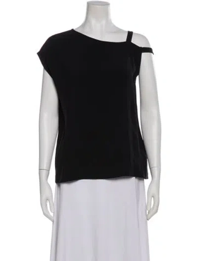 Pre-owned Helmut Lang Asymmetrical Short Sleeve Top In Black