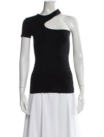 Pre-owned Helmut Lang Asymmetrical Short Sleeve Top In Black