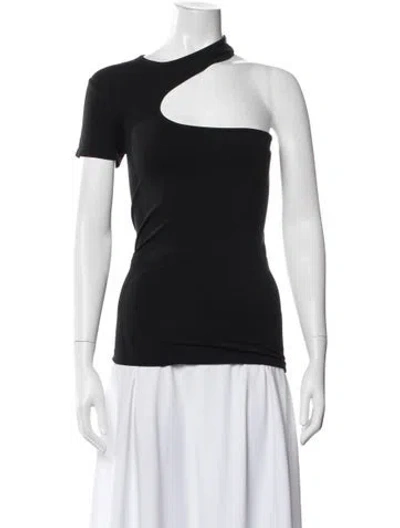 Pre-owned Helmut Lang Asymmetrical Short Sleeve Top In Black