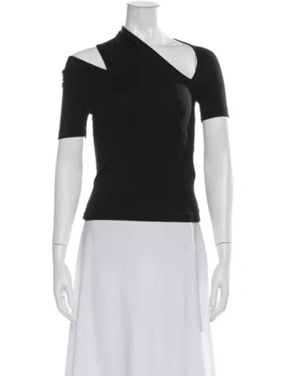Pre-owned Helmut Lang Asymmetrical Short Sleeve Top In Black