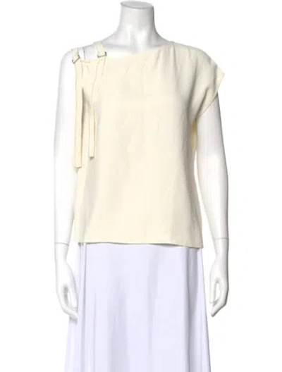 Pre-owned Helmut Lang Asymmetrical Short Sleeve Top In Neutral