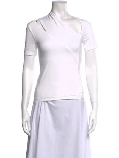 Pre-owned Helmut Lang Asymmetrical Short Sleeve Top In Neutrals
