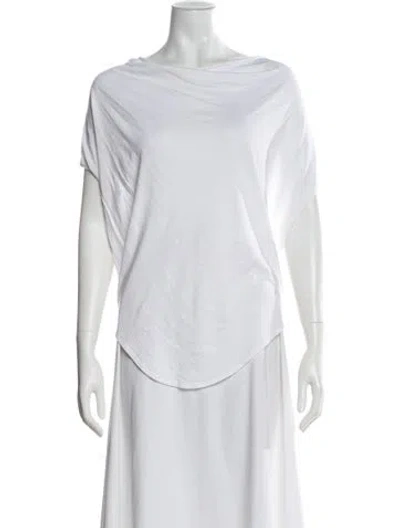 Pre-owned Helmut Lang Asymmetrical Short Sleeve Top In White