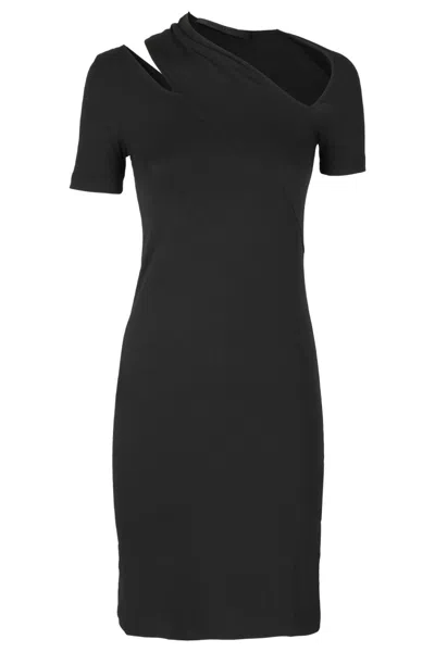 Helmut Lang Cutout Stretch Cotton And Modal-blend Jersey Mini Dress In Black