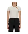 Helmut Lang Asymmetrical Slash Short Sleeved Top In Black