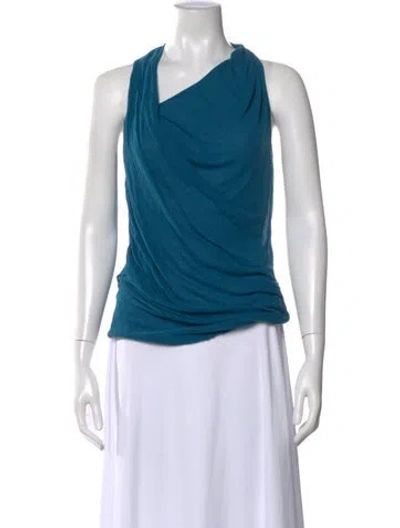 Pre-owned Helmut Lang Asymmetrical Sleeveless Top In Blue