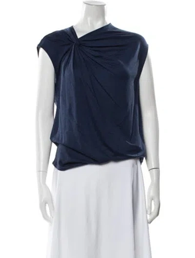 Pre-owned Helmut Lang Asymmetrical Sleeveless Top In Blue