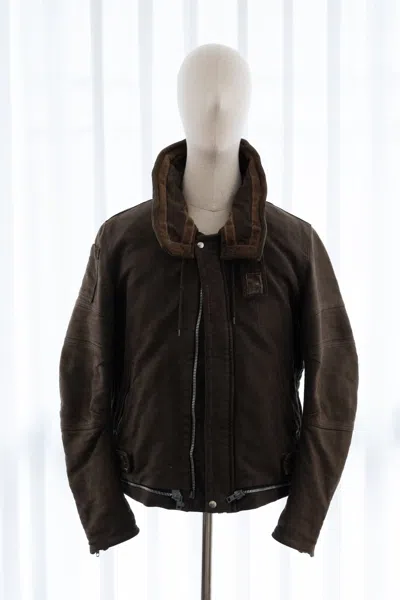 Pre-owned Helmut Lang Aw1999  Astro Biker Jacket In Brown