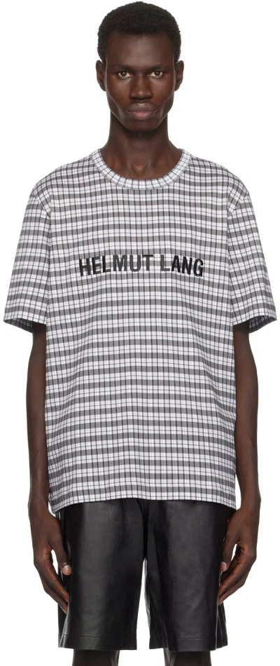 Helmut Lang Back & White Printed Logo T-shirt In Check Black