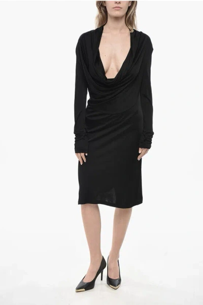Helmut Lang Backless Dress With Draped Neckline In Black