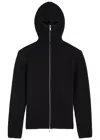 Helmut Lang Safety Convertible Merino Wool Rib Balaclava Cardigan In Black