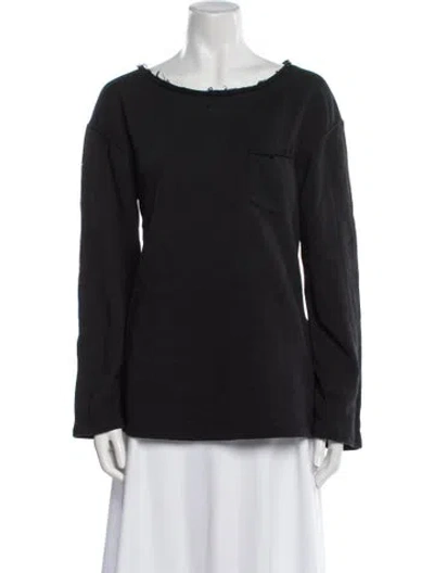 Pre-owned Helmut Lang Bateau Neckline Long Sleeve Blouse In Black