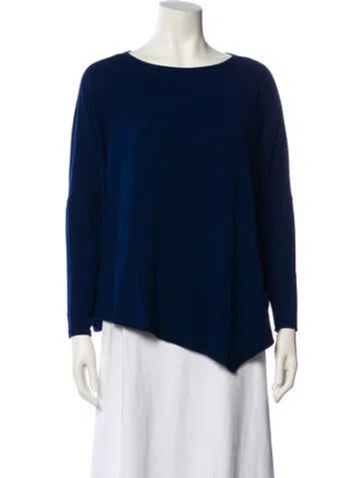 Pre-owned Helmut Lang Bateau Neckline Long Sleeve Blouse In Blue