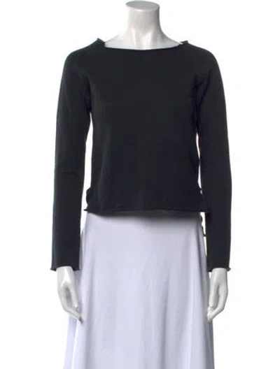 Pre-owned Helmut Lang Bateau Neckline Long Sleeve Crop Top In Black