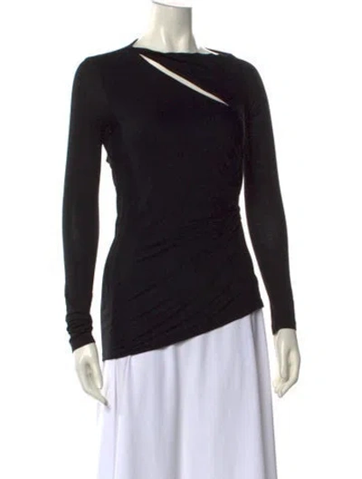 Pre-owned Helmut Lang Bateau Neckline Long Sleeve Top In Black