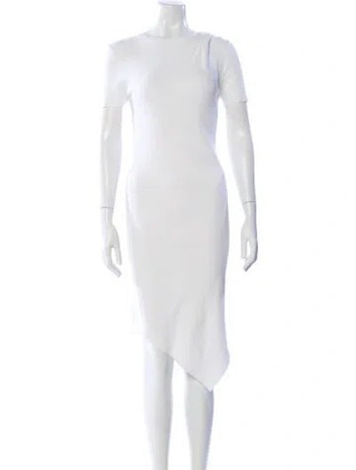 Pre-owned Helmut Lang Bateau Neckline Midi Length Dress In White