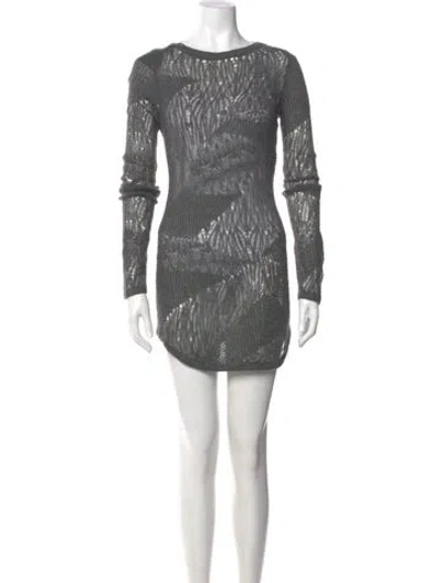 Pre-owned Helmut Lang Bateau Neckline Mini Dress In Gray