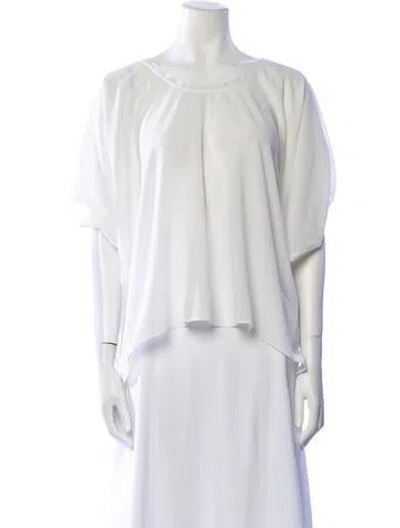Pre-owned Helmut Lang Bateau Neckline Short Sleeve Blouse In White
