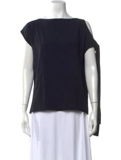 Pre-owned Helmut Lang Bateau Neckline Short Sleeve Top W/ Tags In Black