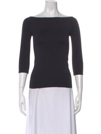 Pre-owned Helmut Lang Bateau Neckline Three-quarter Sleeve Top In Gray