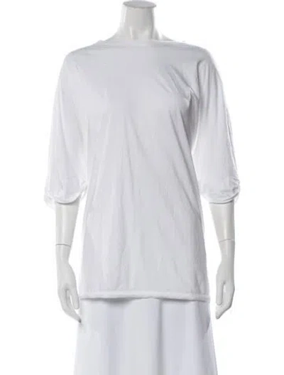 Pre-owned Helmut Lang Bateau Neckline Three-quarter Sleeve T-shirt In White