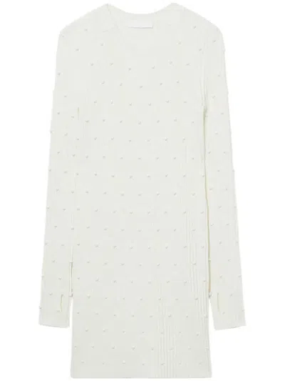 Helmut Lang Embellished Sweater Dress In Ivory In White