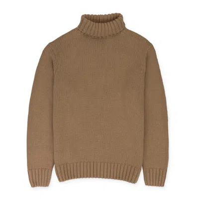 Helmut Lang Beige Archive Turtleneck Pullover Camel Sweater In Brown