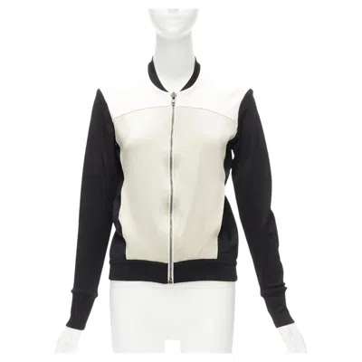 Pre-owned Helmut Lang Beige Black Color Blocked Bomber Jacket Us4 S