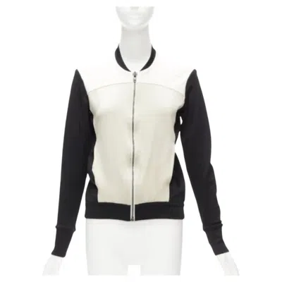 Pre-owned Helmut Lang Beige Black Color Blocked Bomber Jacket Us4 S