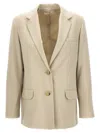 Helmut Lang Single-breasted Wool Blend Blazer In Neutral