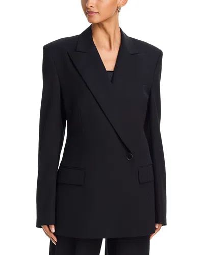 Helmut Lang Belted Asymmetrical Button Blazer In Black