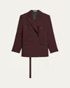 Helmut Lang Belted Double-breasted Blazer In Brown