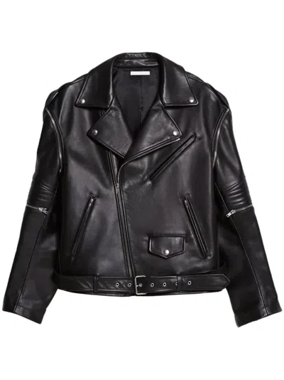 Helmut Lang Men's Astro Leather Biker Jacket In Black
