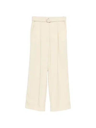 Helmut Lang Belted Pleated Trousers In Neutral