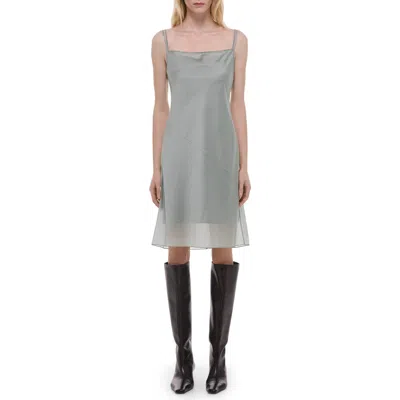 Helmut Lang Bias Cut Airy Voile Minidress In Gray