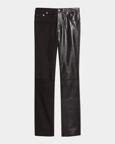 Helmut Lang Bisected Leather Denim Pants In Black
