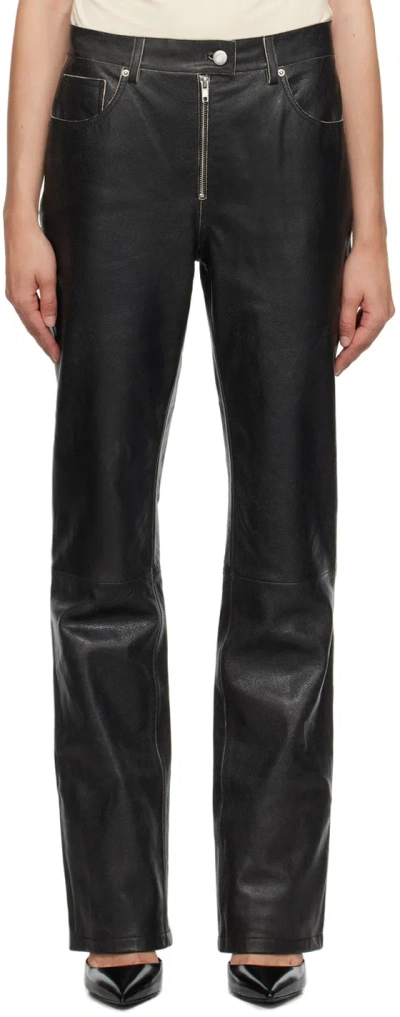Helmut Lang Black 5-pocket Leather Pants In Black - 001
