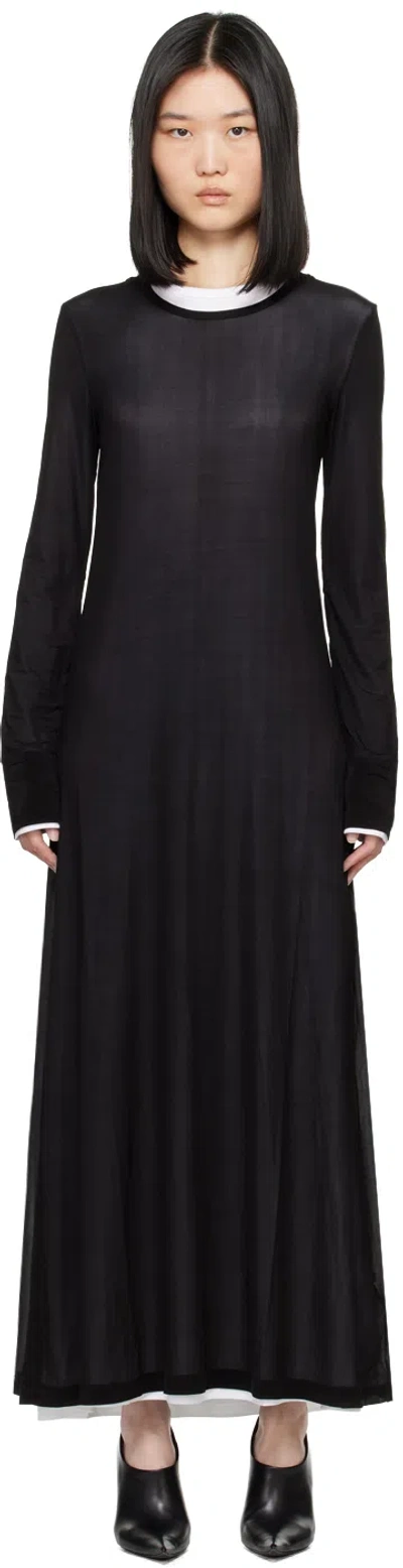 HELMUT LANG BLACK & WHITE DOUBLE LAYER MAXI DRESS