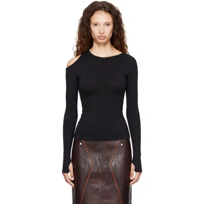 Helmut Lang Black Asymmetric Long-sleeve Top