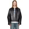 Helmut Lang Black Bonded Leather Jacket In Black