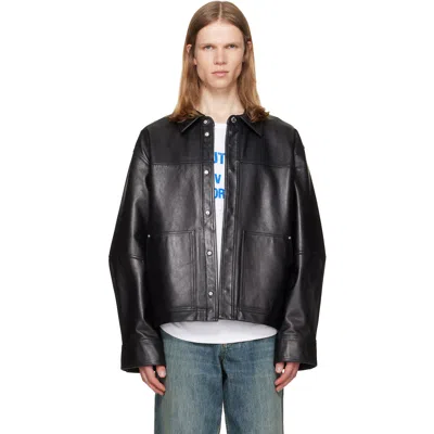 Helmut Lang Black Bonded Leather Jacket