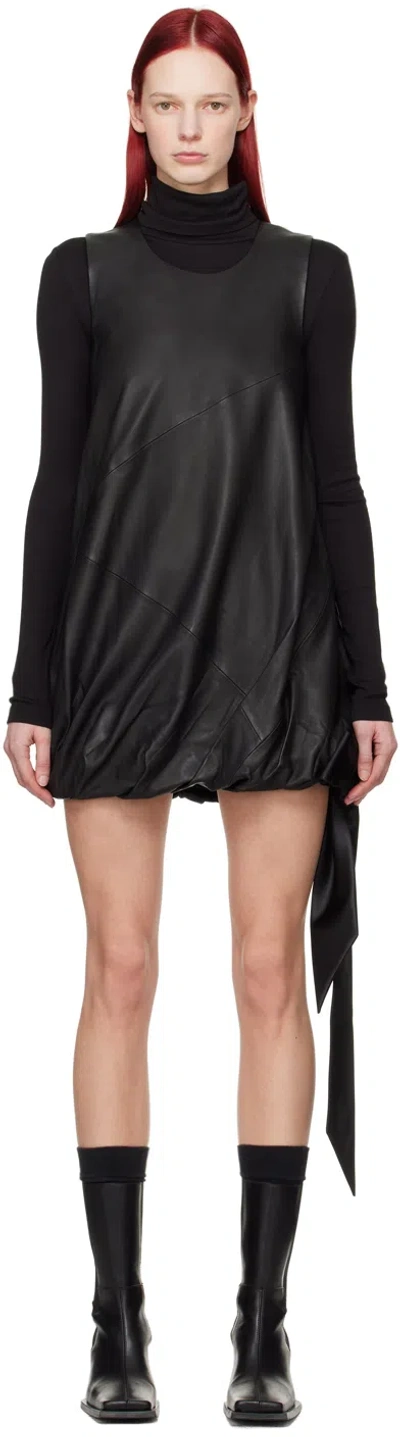 Helmut Lang Black Bubble Leather Minidress