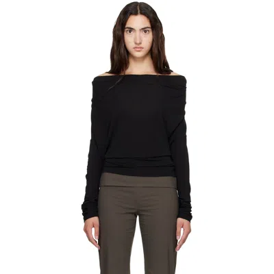 Helmut Lang Black Cowl Long-sleeve T-shirt In Black - 001