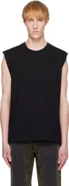 Helmut Lang Black Embossed Logo Tank Top