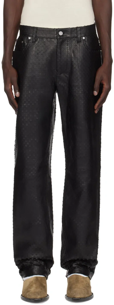 Helmut Lang Black Hole-punched Worker Leather Pants In Black - 001