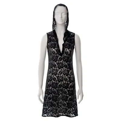 Pre-owned Helmut Lang Black Lace Hooded Shift Dress, Ss 1996