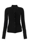 Helmut Lang Elastic Collar Viscose Shirt In Black